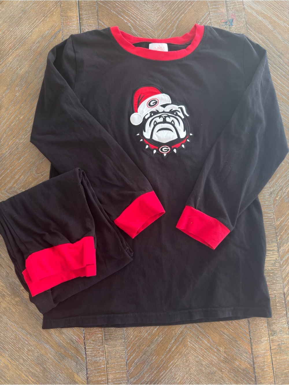 Ruffles Ribbons & Lace Kids Pjs Lounge UGA Dawgs Holiday Pajama Set 10-11